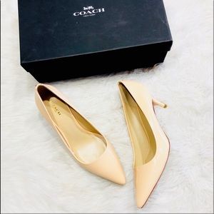 Coach patent leather nude heels